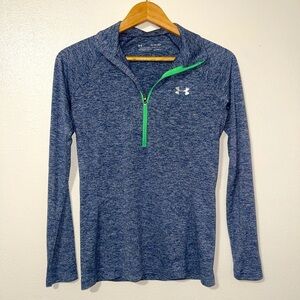 Under Armour Quarter 1/4 Zip Long Sleeve Shirt Heathered Dark Blue XS